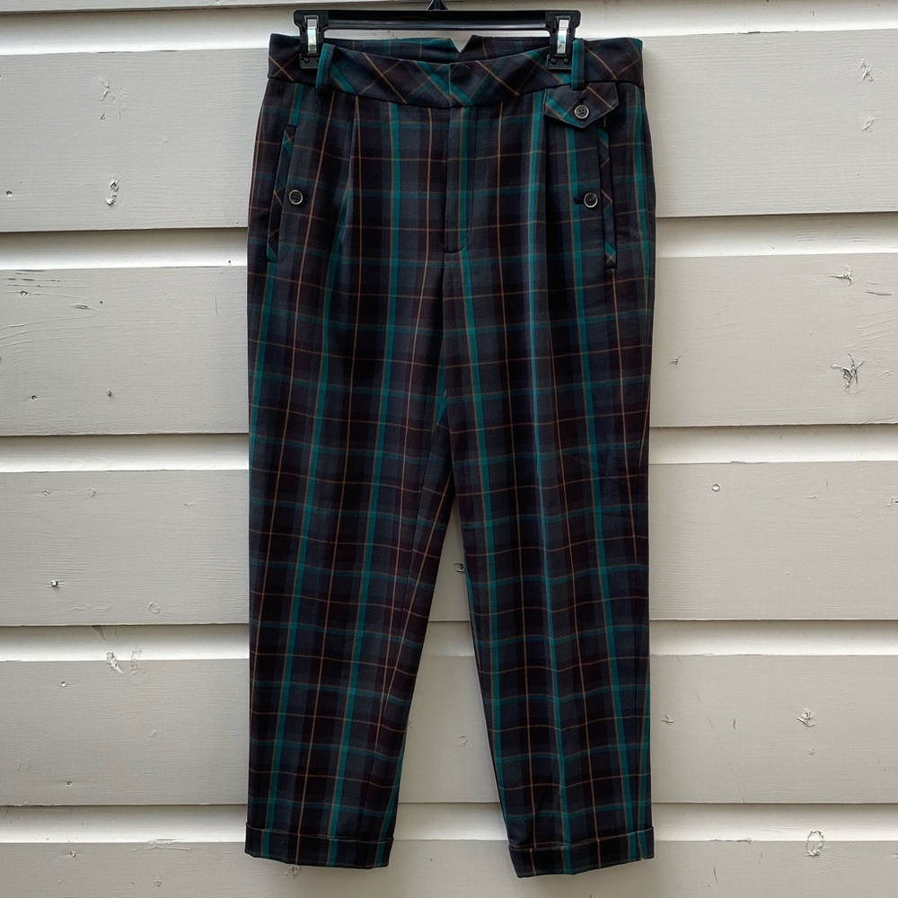 Anthropologie Cartonnier sz 4 Navy plaid pants